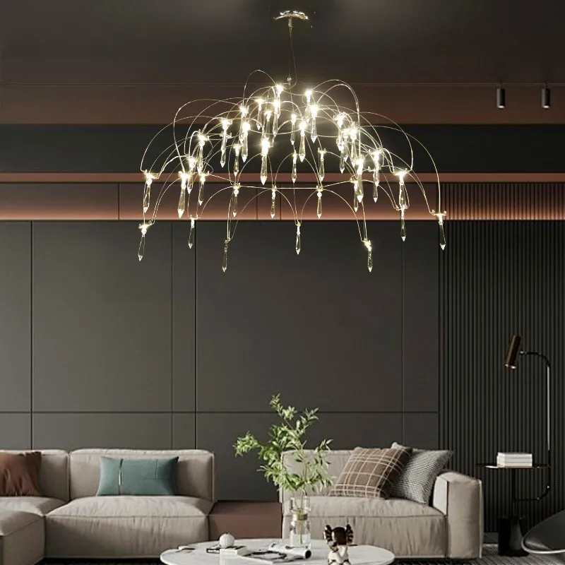 Modern Living Room Crystal Pendant Light Creative Restaurant Villa Hall Starry Sky Lamps Clothing Store Firefly Lighting Fixture