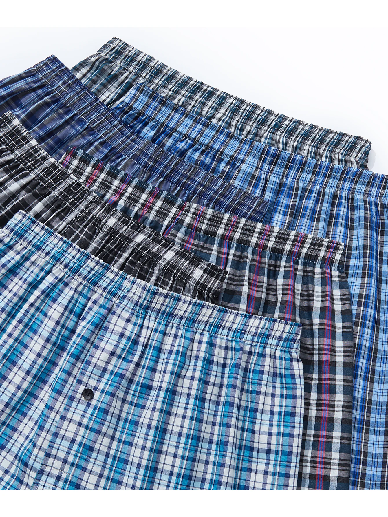 6pcs Men\'s Boxer Shorts Spring/Summer New Woven Cotton Plaid Underwear Man with Elastic Waistband and Button Random Colors