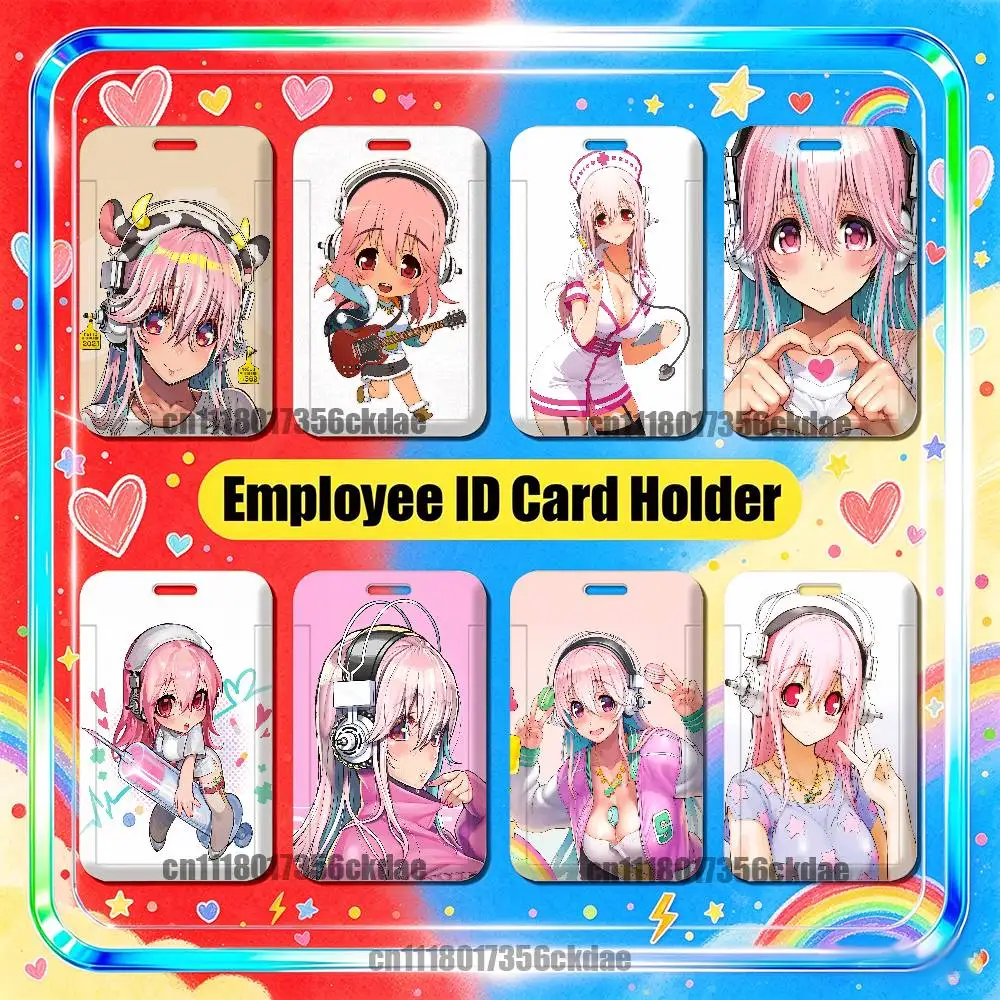 For Super Sonico Employee ID Card Holder Badge Office Student Bank Work Credit Decoration Case