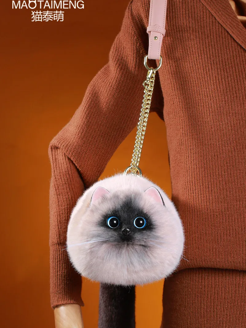 

2026 Spring Kawaii Cute New 2026 Unique Design Messenger Bags Female Foreign Plush Cat Bag Mobile Phone Bag for Women