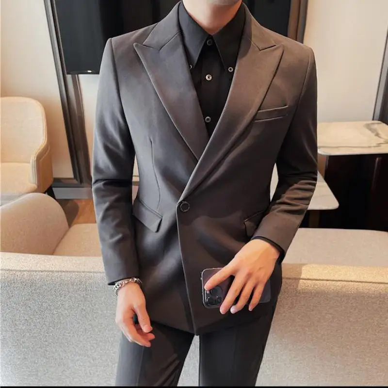 M-XXXXL Plus Size Men's Single-Breasted Blazer Solid Color Long Sleeve Formal Suit Jacket Classic Business Office Wear 4XL 3XL