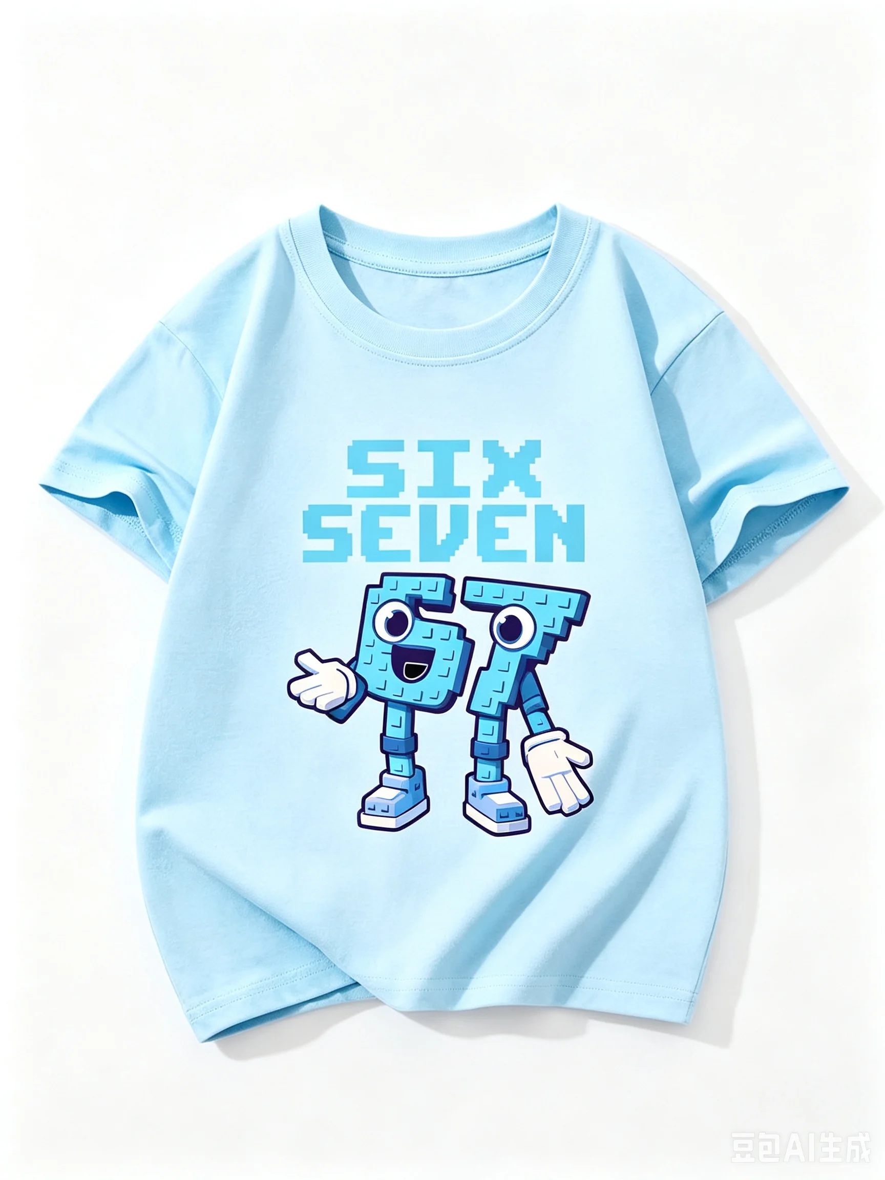 2026 New Style Robot Six Seven Pattern Print Suitable For Boys And Girls Casual Sports Short-Sleeve Sportswear For Children