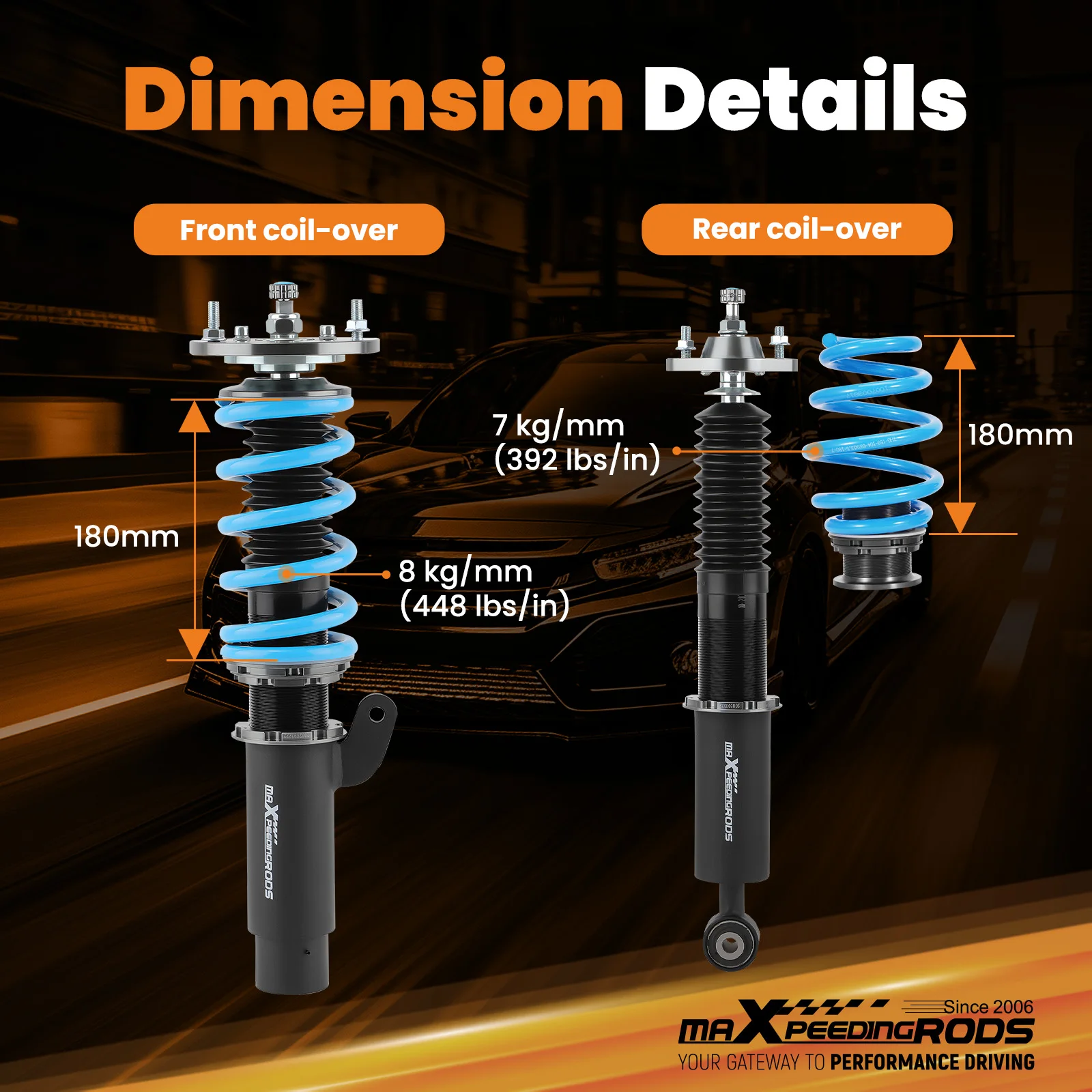 24 Way Damping Coilovers Shock Kit for B MW 3 E46 316i 318i 325i 328i 330i 323i 325i 318d 320d