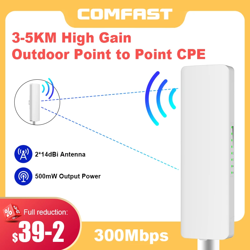 3-10KM Long Range Outdoor WIFI CPE 300~900Mbps Wireless Bridge 2*14dBi Antenne Access point AP 48V POE Client Router Nanostation