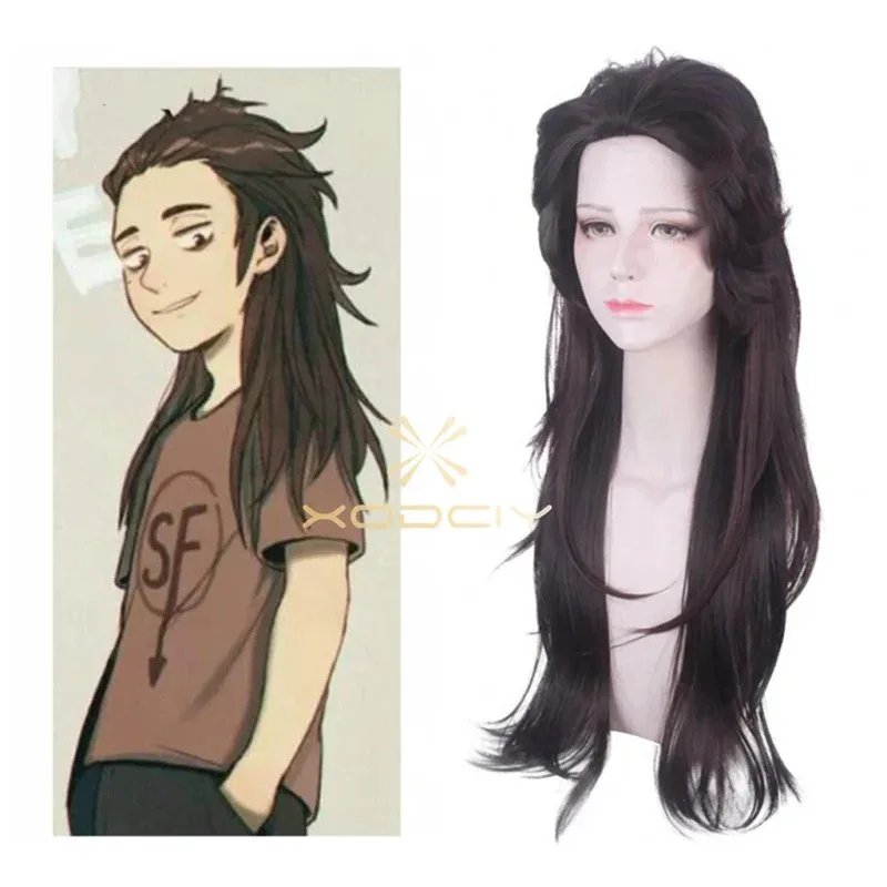 HAni 2025 لعبة سالي وجه Sallyface لاري كوسبلاي 70 سنتيمتر طويلة أملس الظهر براون مختلط مقاومة للحرارة الشعر + غطاء شعر مستعار ☆ ★ ww fy1؛