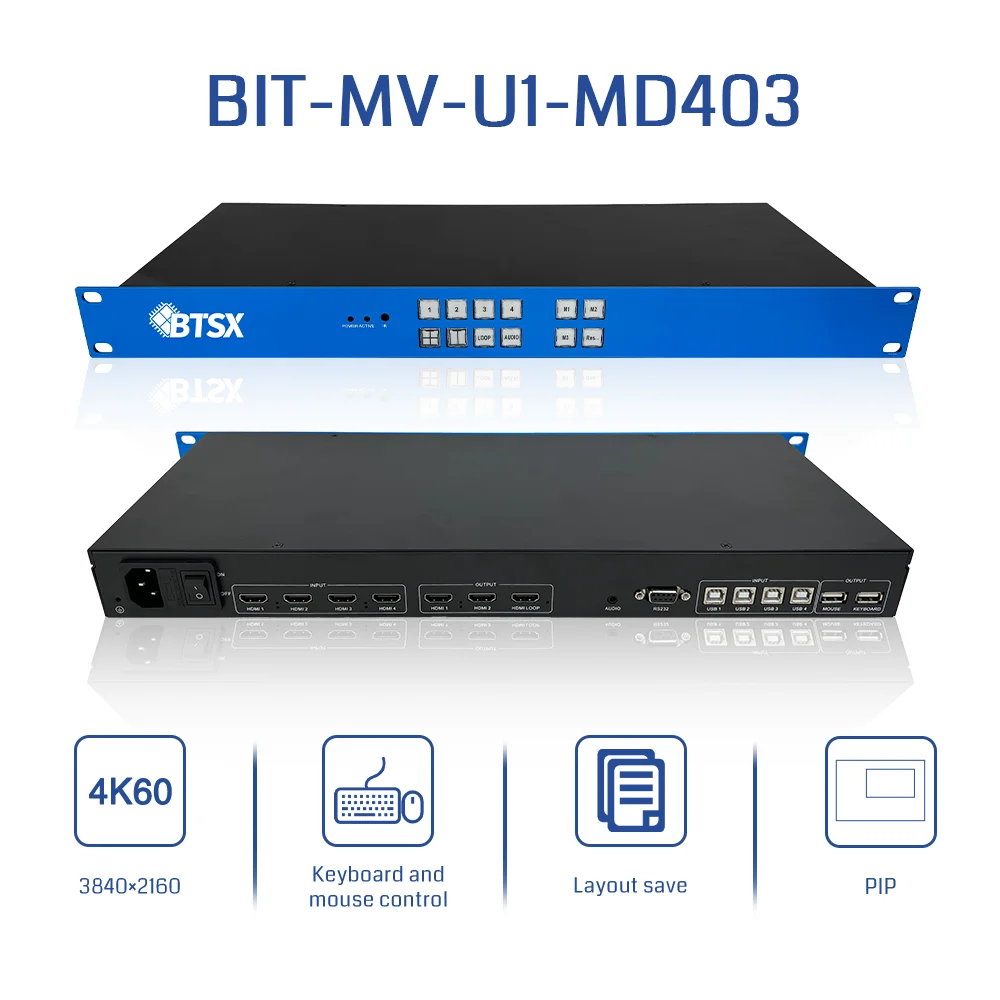 4K60 2.0 مدخلات 3 مخرجات KVM Switch Professional 4K60 لمعالجة الفيديو