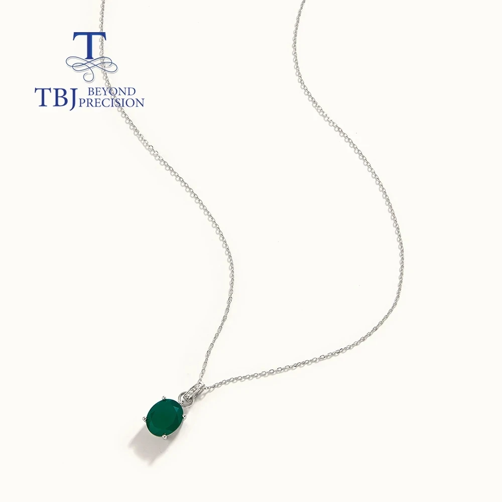 تصميم بسيط قلادة من حجر العقيق الأخضر الطبيعي والأحجار الكريمة 925 مجوهرات فضية فاخرة للنساء والفتيات هدايا للارتداء اليومي