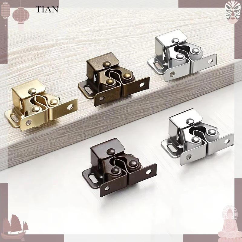 Sets Cabinet Door Roller Catch Latch Double Roller Catch Wardrobe Cupboard Door Catch Press Buckle Furniture Hardware