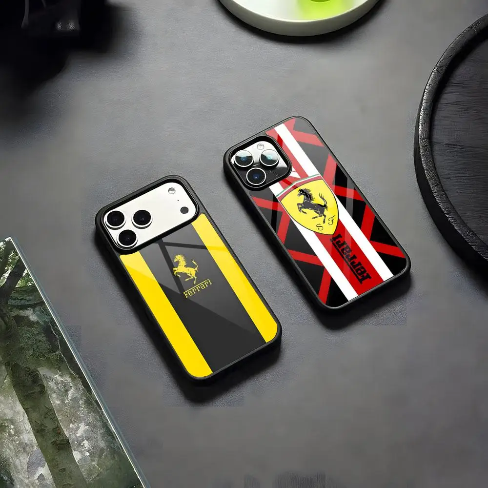 Luxuriöse Ferrari Sportwagen Handyhülle Silikon PC+TPU Hülle für iPhone 17 16 14 11 12 15 13 Pro Max 8 7 6 Plus X SE XR Hartschale