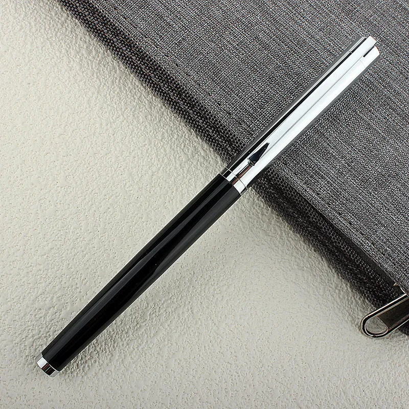 Luxury Quality 126 Metal Silver Black Fountain Pen Financial Office Student School Stationery Supplies Ink Pens