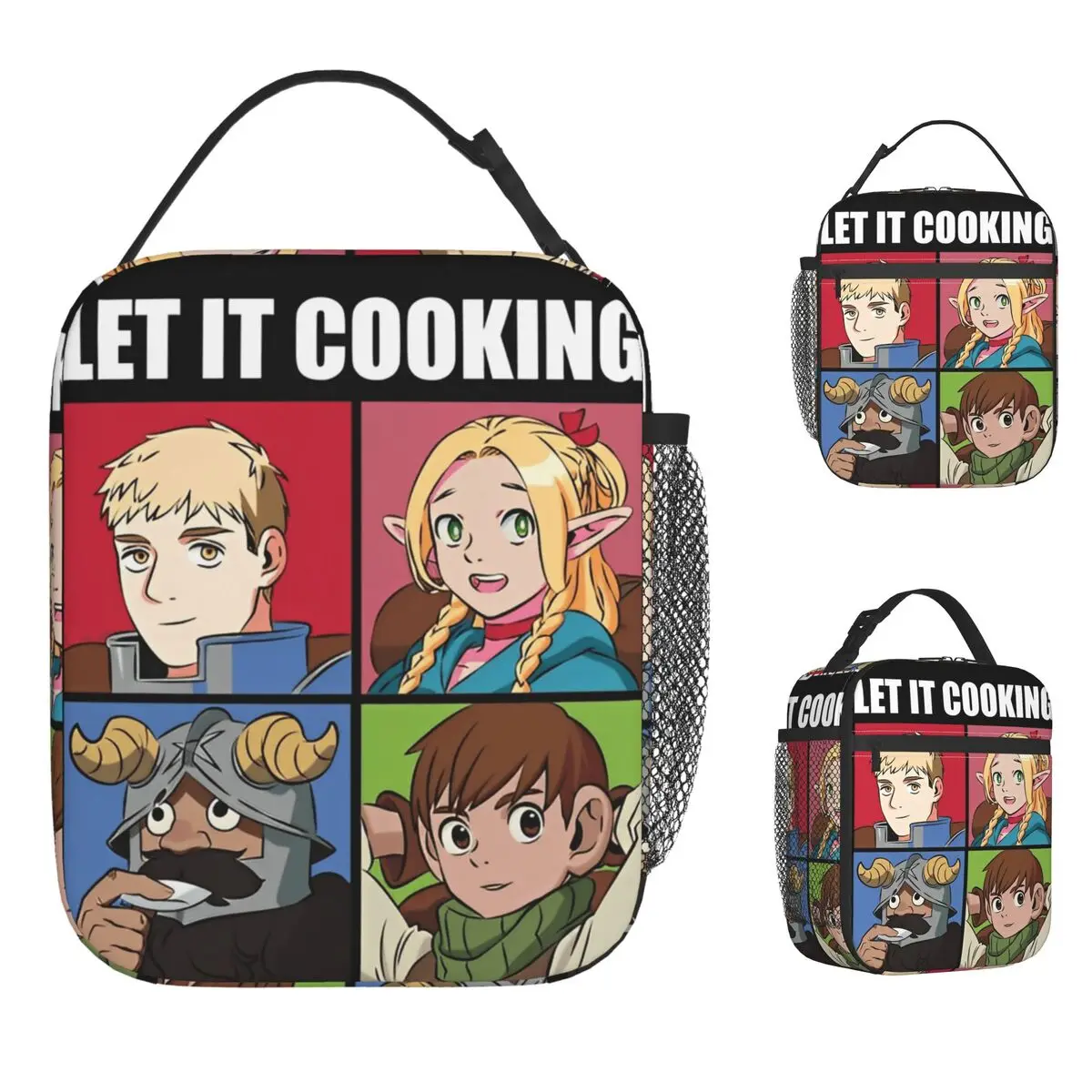 

Delicious In Dungeon Lunch Bag Portable Lunch Box Child Outdoor Picnic Print Cooler Bag Funny Waterproof Thermal Tote Handbags