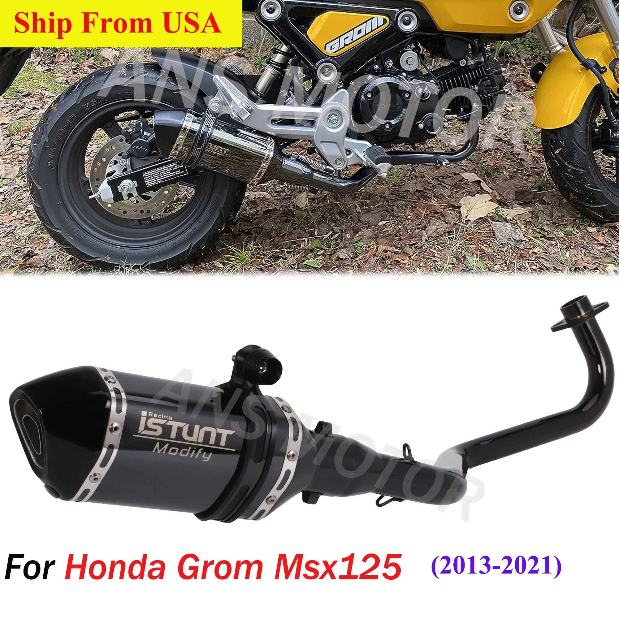 

For Honda Grom Msx125 2013-2025 Complete Exhaust System Motorcycle Exhaust Slip On Muffler Baffle Grom Exhaust