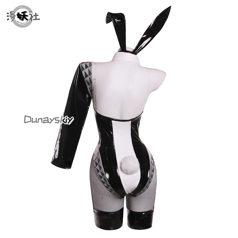 FREEing Vocal Series 01 disfraz de chica conejito mujer tela de cuero elástico Sexy Cosplay traje de conejito monos blancos y negros