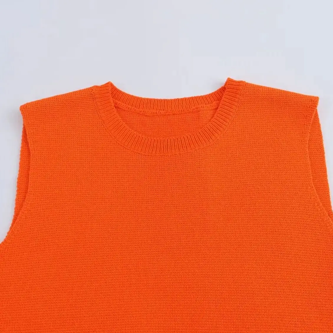 Bijgesneden damestruien Vest met ruches Gebreide kleding Mouwloze trui Tops Bovenkleding Gebreide damesvest