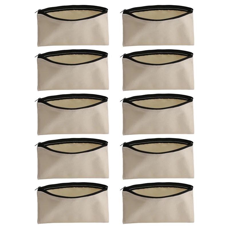 Classic-10Pcs Canvas Makeup Bags Canvas Zipper Pouch Bags Pencil Case Blank DIY Craft Bags Cosmetic Pouch For Travel DIY Craft S