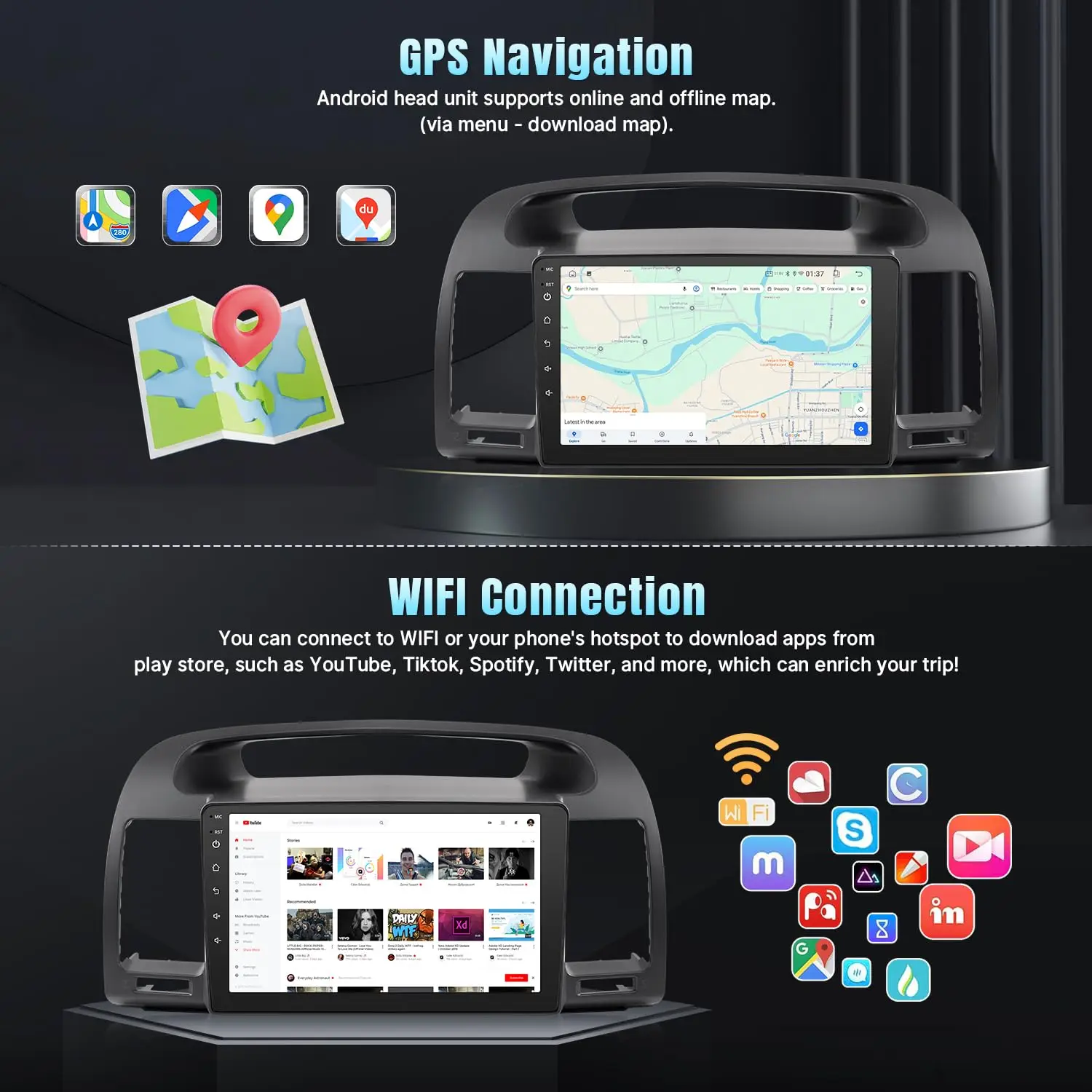 شاشة لمس IPS مقاس 9 بوصة لسيارة Toyota Camry (Fit-J.B.L) ستيريو سيارة مع Carplay Android Auto/Bluetooth/GPS/WiFi/MIC+Canbus