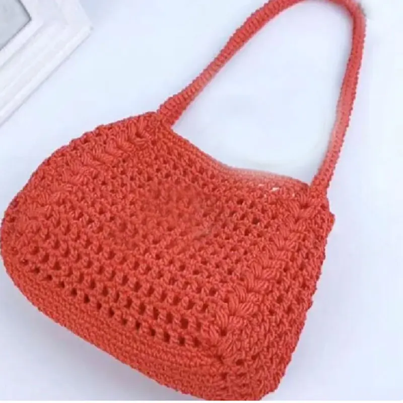 Borsa a rete minimalista, borsa a tracolla, borsa per ascelle, borsa per il tempo libero da donna all\'uncinetto fatta a mano, borsa per cellulare