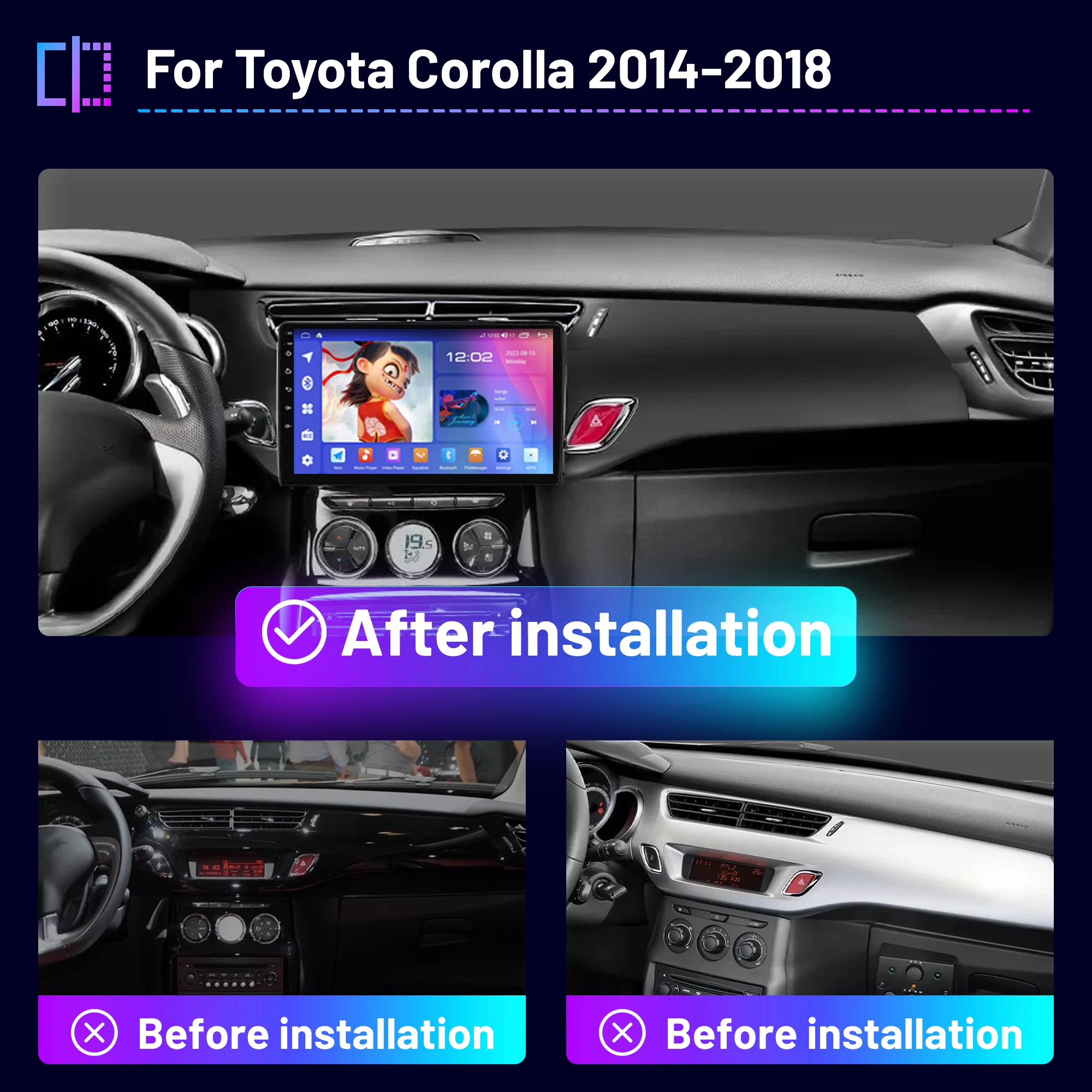 Carplay Multimídia Sem Fio para Citroen C3 DS3 2010-2016, Autoradio, Android, Auto, 8Core, 4G, Wi-Fi, Rádio, Automotivo, 2Din