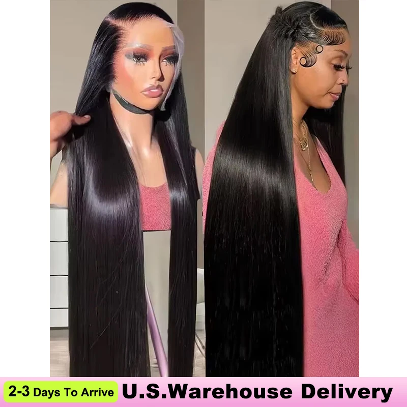 

40-дюймовый прямой парик из человеческих волос 13x6 HD, кружевной фронтальный парик из 100% человеческих волос, плотность 250, 13x5, кружевной передний предварительно выщипанный парик для женщин