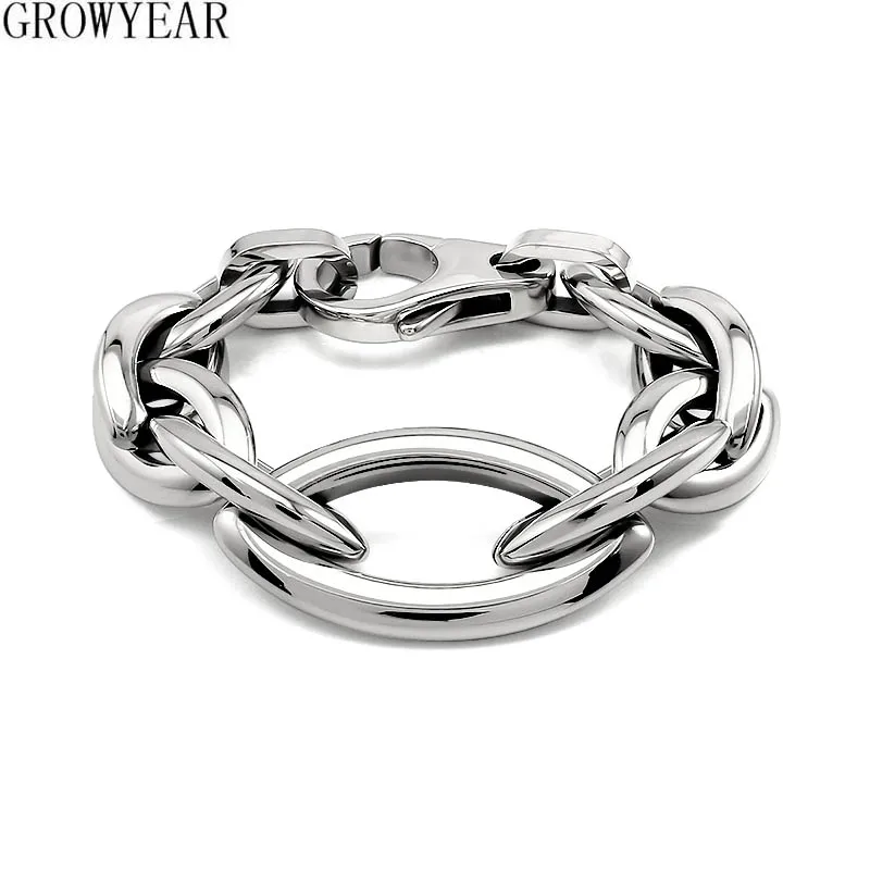 

Big Wide Chunky Bracelet for Women Stainless Steel Exaggerated Cool Heavy Bracelets with Huge Special Clasp Lock