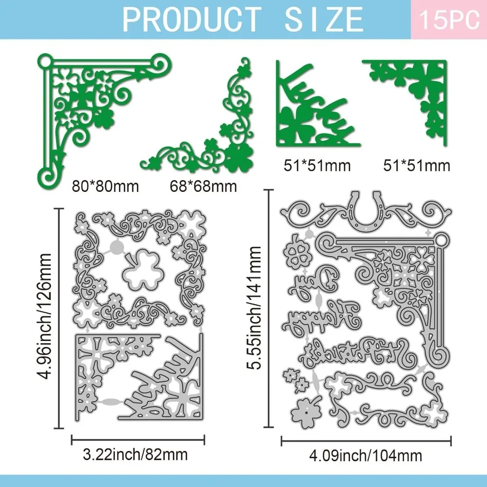 Saint Patrick's Day Shamrock Corner Carbon Steel Cutting Dies Stencils for DIY Scrapbooking Photo Album