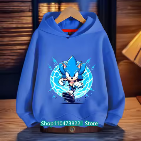 Anime Sonic Kids Hoodie Trucksuit Autumn Boys Girls Cartoon Clothes Christmas Gift Stylish Match Coat Sweatshirt​