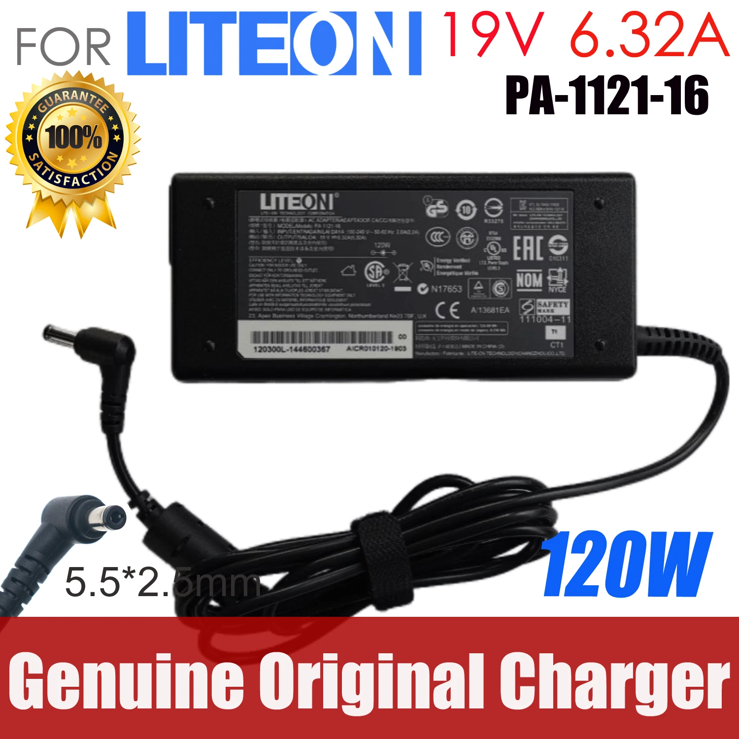 

Genuine LITEON PA-1121-16 19V 6.32A 120W 5.5x2.5mm AC Adapter Charger For Laptop Power Supply Adaptor