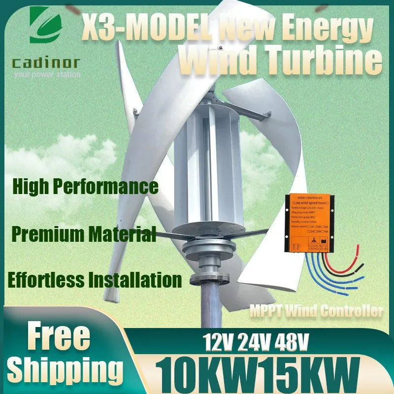 

Wind Power Windmill Permanent Maglev with MPPT 10000W 15000W 12V 24V 48V Vertical Wind Turbine Generator for Home Free Energy