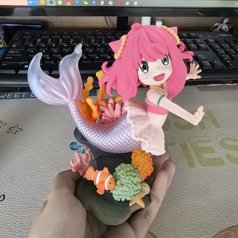 

Spy×Family Anya Cos Mermaid Kawaii Girl Garage Kit Gk Model Desktop Ornament Action Doll Pvc Pendant Statue Children'S Toy Gifts