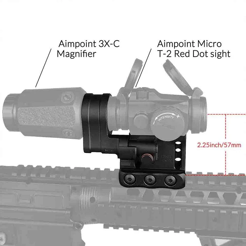 30mm Outdoor Tactical RDF-20225K Integrated Magnifying Glass Bracket T2 M3X MOUNT