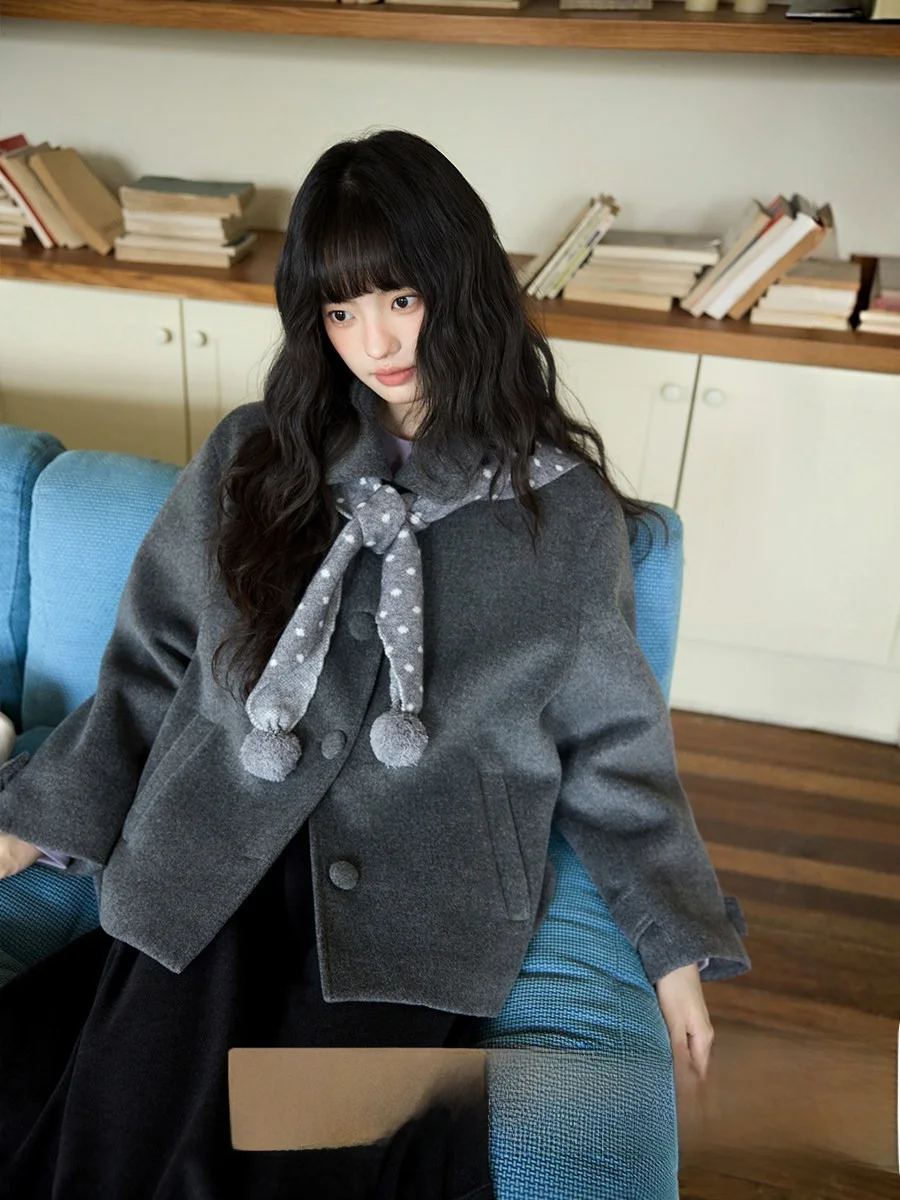 

Ximen 2025 New Winter Thi Woolen Coat Cotton Sandwich ey Ele Quali Lazy Unique Small ence Faionable Outerwear