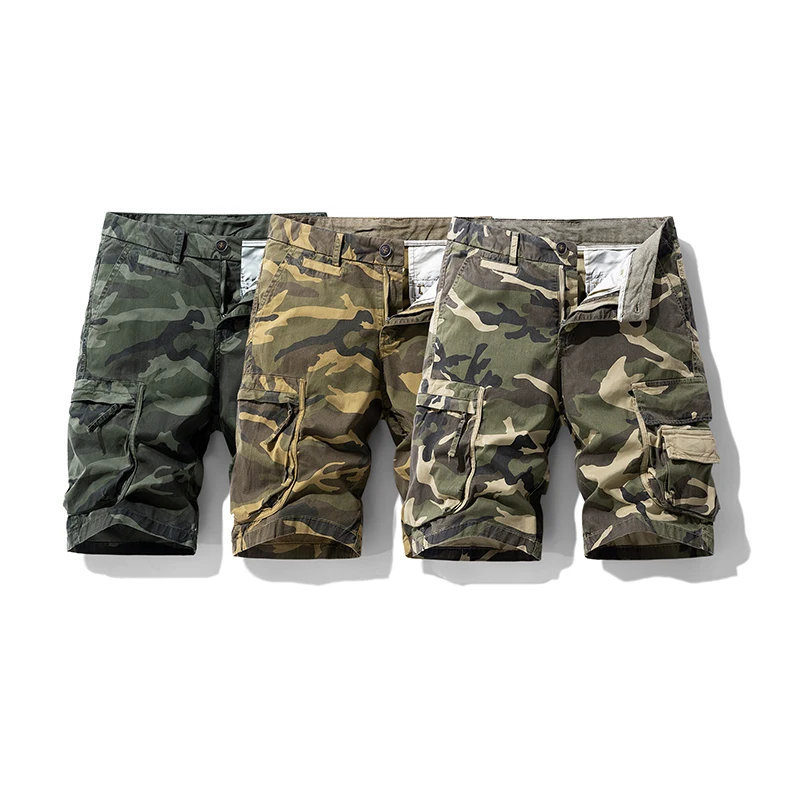 Camo Multi-Pocket Cargo Shorts Men Casual Outdoor Streetwear Loose Work Shorts 9A513
