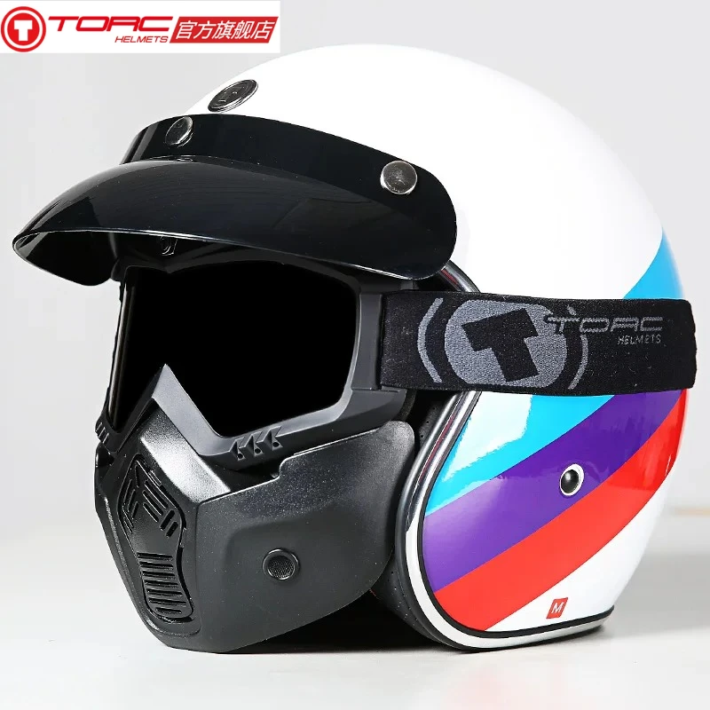 TORC Vintage Motorcycle Helmet Removable ​Cruiser mask 3/4 Helmet open face man miss breathable sunburn protection All seasons