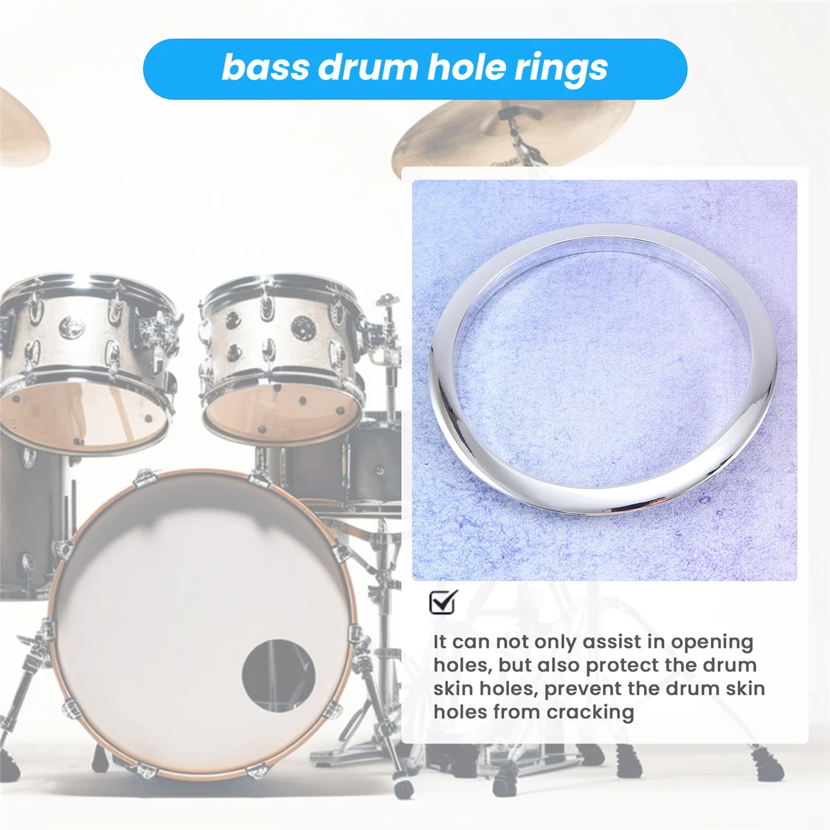 6 Inch Drum Kit Bass Drum Hole Rings Drum Drilling Tool Accessories