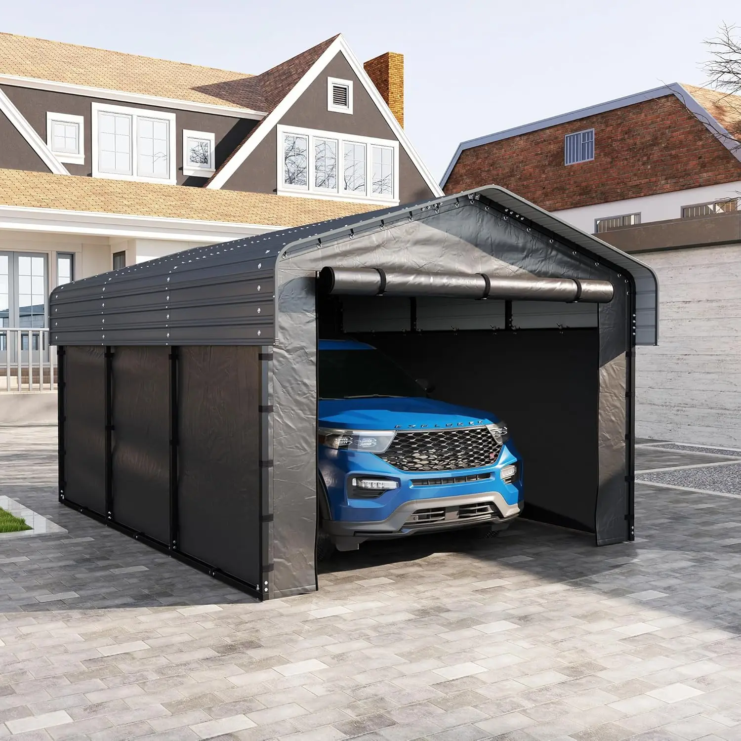 

Навес-укрытие 10x15 футов с оцинкованным стальным каркасом, съемными боковыми стенками, для автомобиля, лодки, грузовика, серый, на заказ