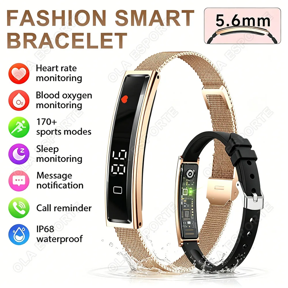 Bracelet intelligent connecté Bluetooth, tracker d'activité, moniteur de fréquence cardiaque, de pression artérielle et de SpO2, bracelet intelligent de santé HW12