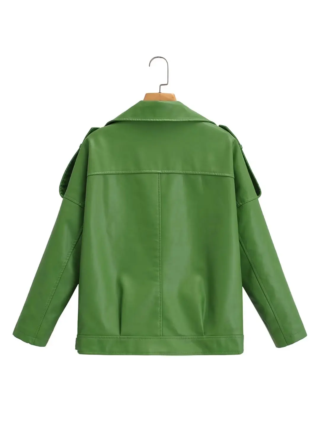 Blouson en similicuir Pu femme, ample et souple, décontracté, pour motard, vêtement d\'extérieur, vert