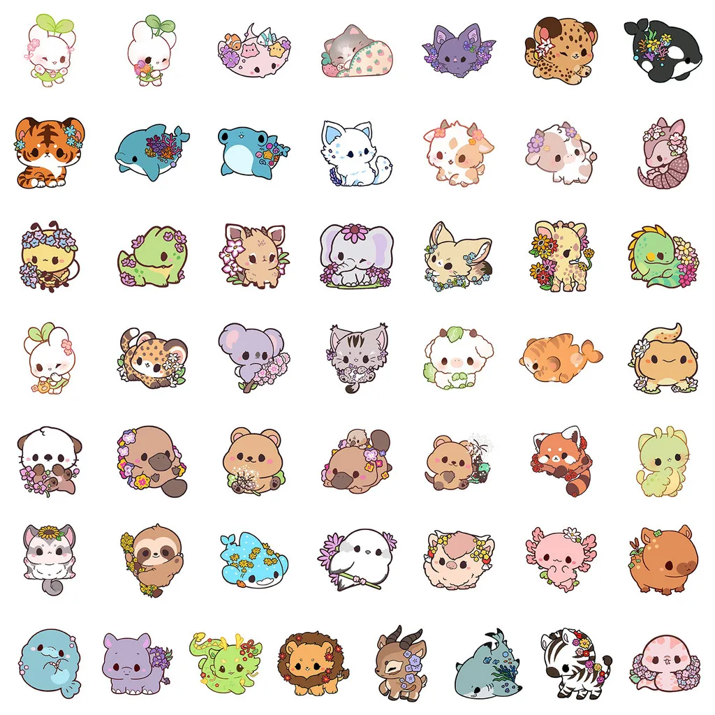 50PCS Cute Cartoon Animal Graffiti Stickers - Waterproof Decor for Water Cup & Computer AnimeWorlds Store
