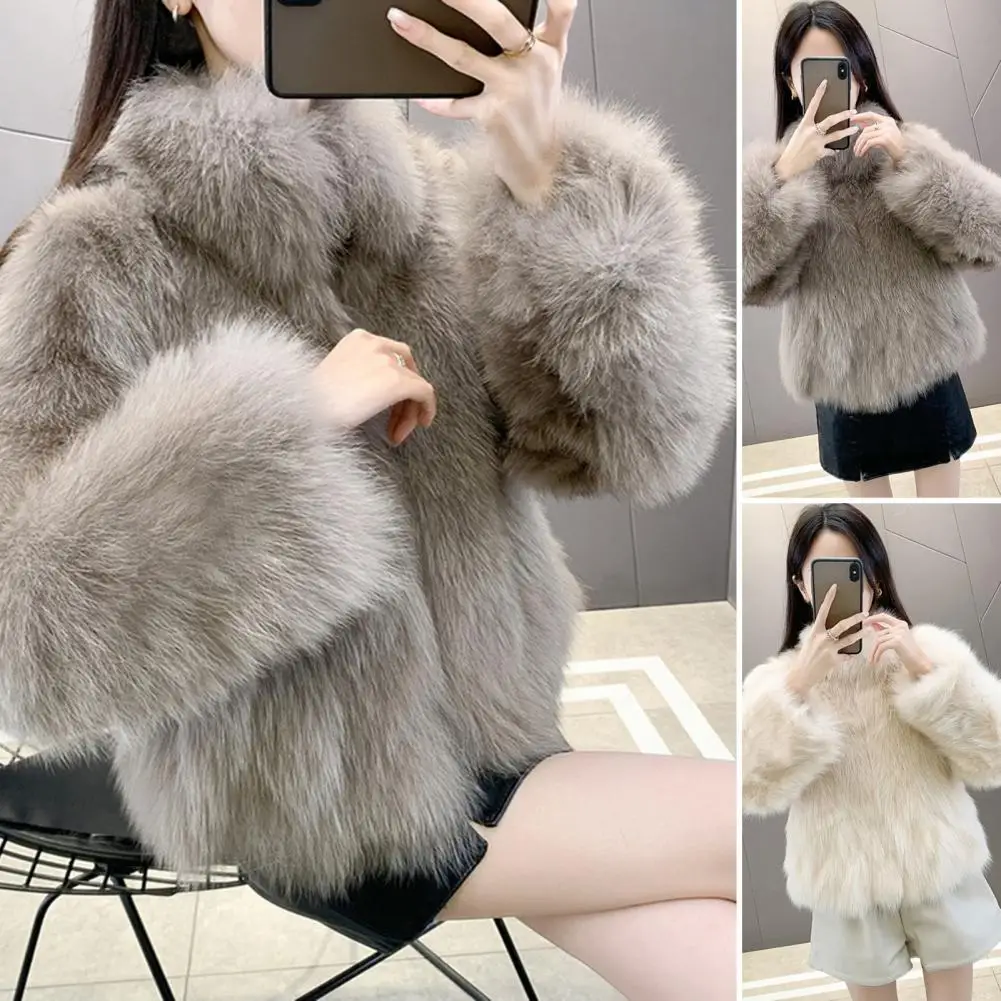 Autumn Winter Oversized Loose Casual Luxury Soft Thick Warm Hairy Faux Coat Women Long Sleeve Fluffy Jacket 2024