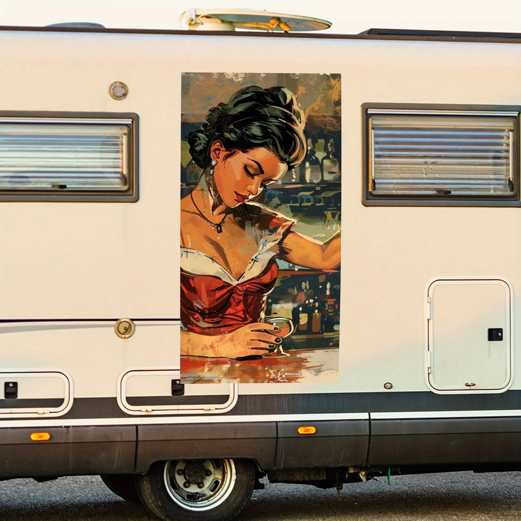 

Винтажная автомобильная наклейка «Девушка наливающая вино», виниловая наклейка на сторону дома на моторику, водонепроницаемая самоклеящаяся виниловая наклейка на s