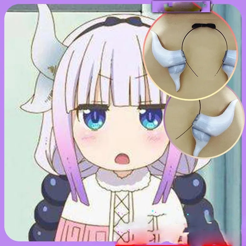 25COSAnime Miss Kobayashi's Dragon Maid Tohru Ilulu Iruru Kanna Kamui Cosplay horquillas de cuerno de dragón accesorios para la cabeza de Halloween