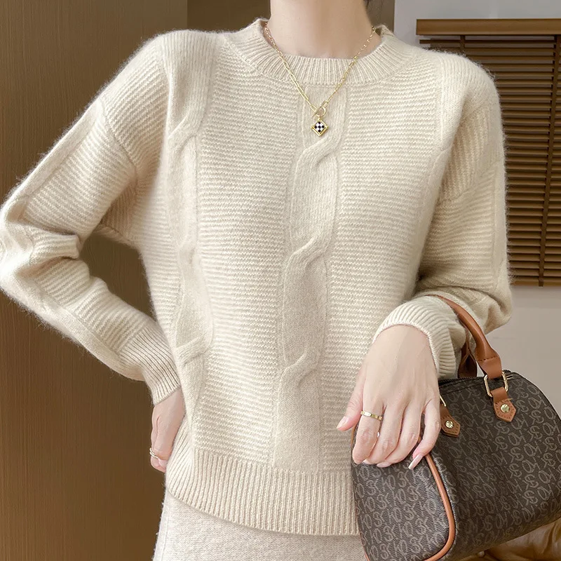 Western Style All-Matching Idle Style Women's Pullover 24 Autumn and Winter New Manufacturers Strictly Choose Wool Bott