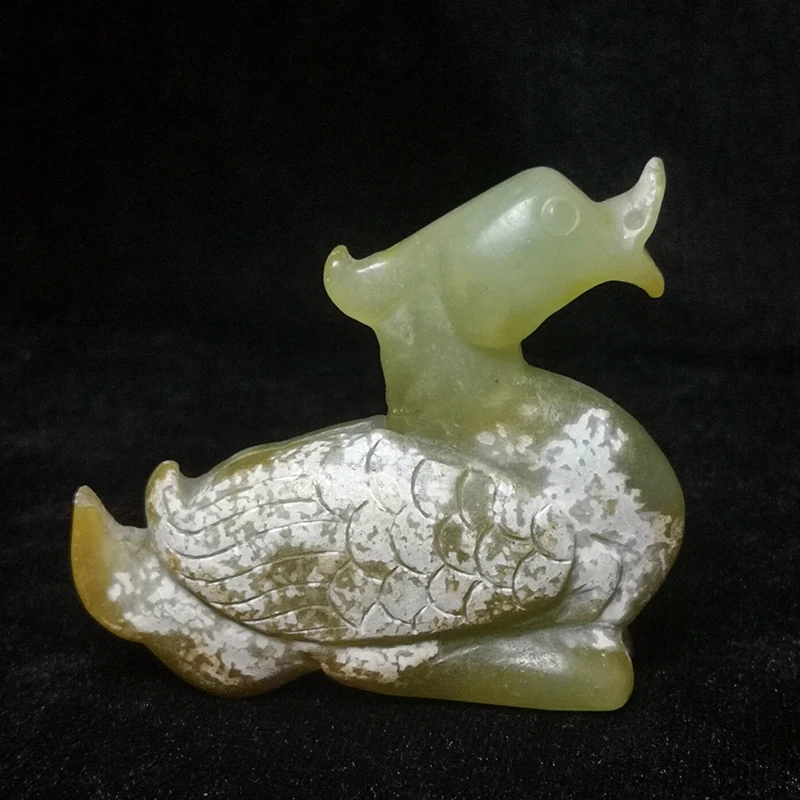 

Старая китайская Нефритовая ручная резная Большая Утка Птица Статуэтка