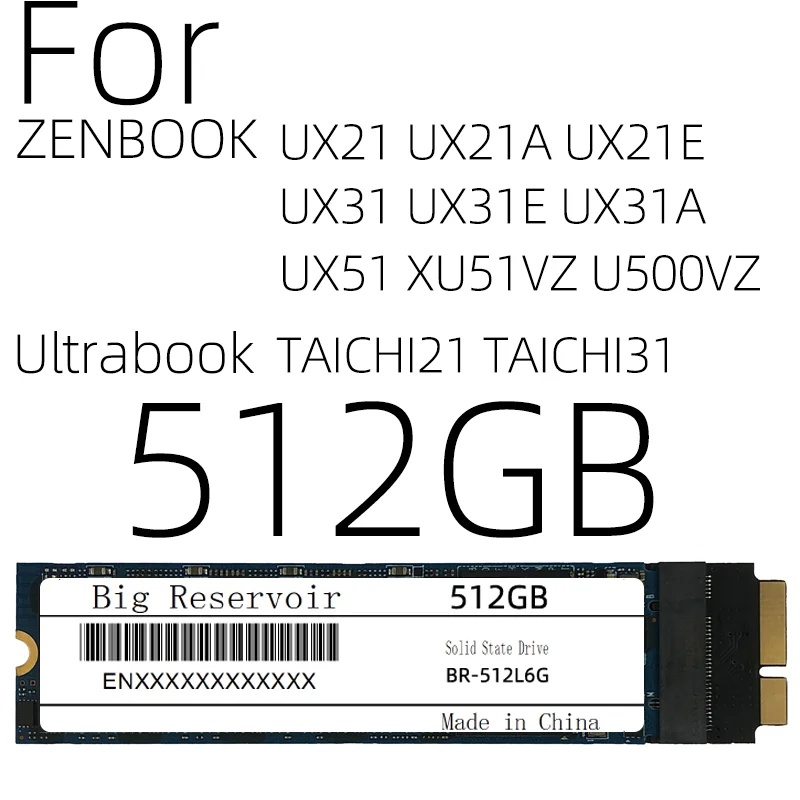 512GB SSD for UX21 UX21A UX21E UX31 UX31E UX31A UX51 UX51VZ TAICHI21 TAICHI31 Replace SDSA5JK SD5SE2 XM11 XM11-V2 512G