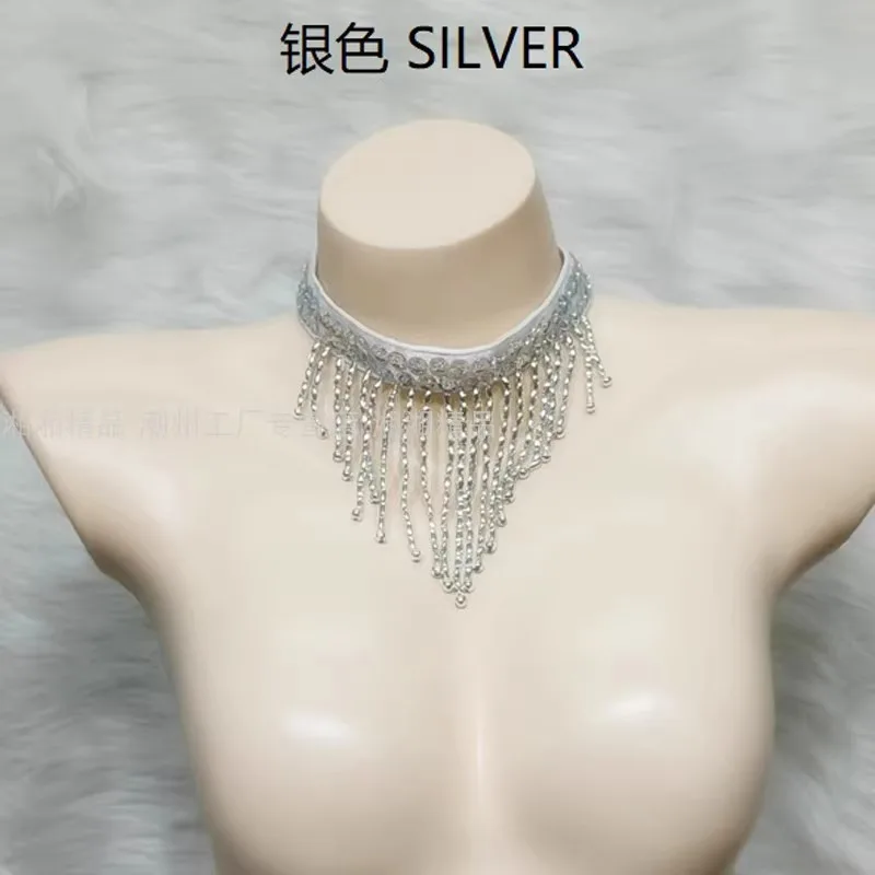 맞춤형 새로운 수제 구슬 목걸이 다목적 경쟁 배꼽 라틴 댄스 목걸이 무대 공연 액세서리 벨리 댄스