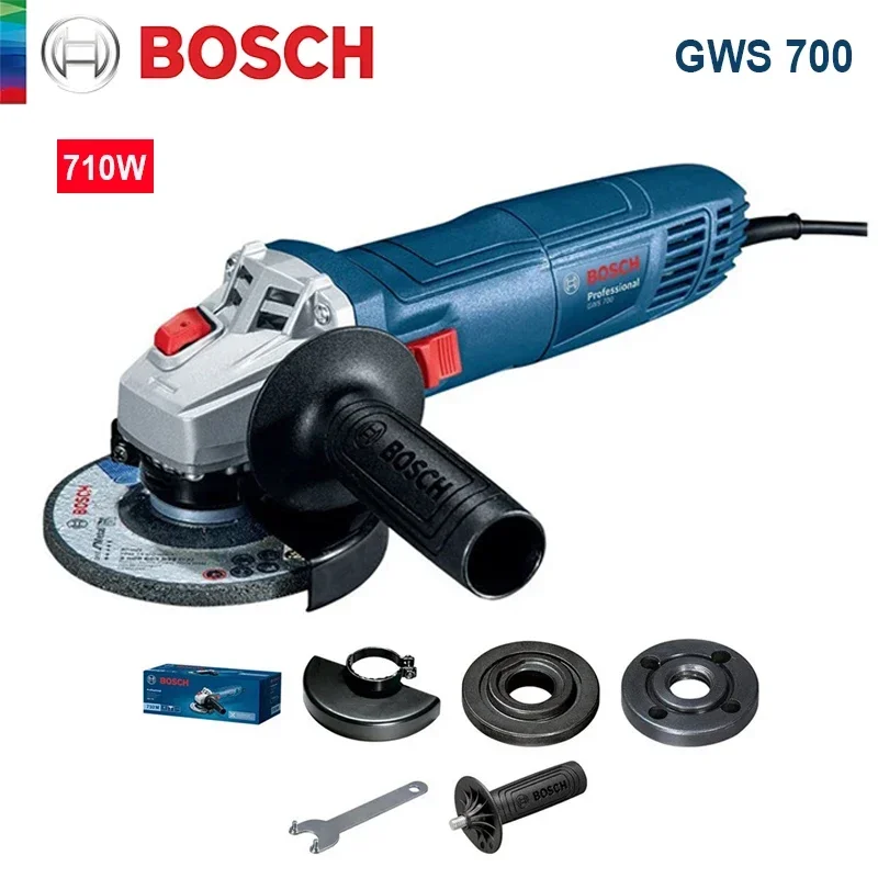 Meuleuse d'angle Bosch GWS 700 filaire 110/220V, machine de polissage et de découpe, 12000 tr/min, disques de 100 mm, machine de meulage électrique, outils électriques