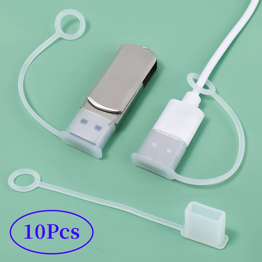 1-10 Stuks Anti-verloren Stofkap Voor USB Een Stof Plug Semi-Transparante PET USB 2.0 3.0 3.1 Adapter Oplaadkabel Protector Cap