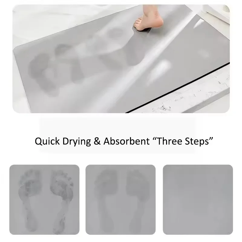 Diatomaceous Earth Bathroom Mat, Super Absorbent, Quick-Drying, Soft Floor Mat, Non-Slip Door Mat, Office Mat, Pet Lying Mat