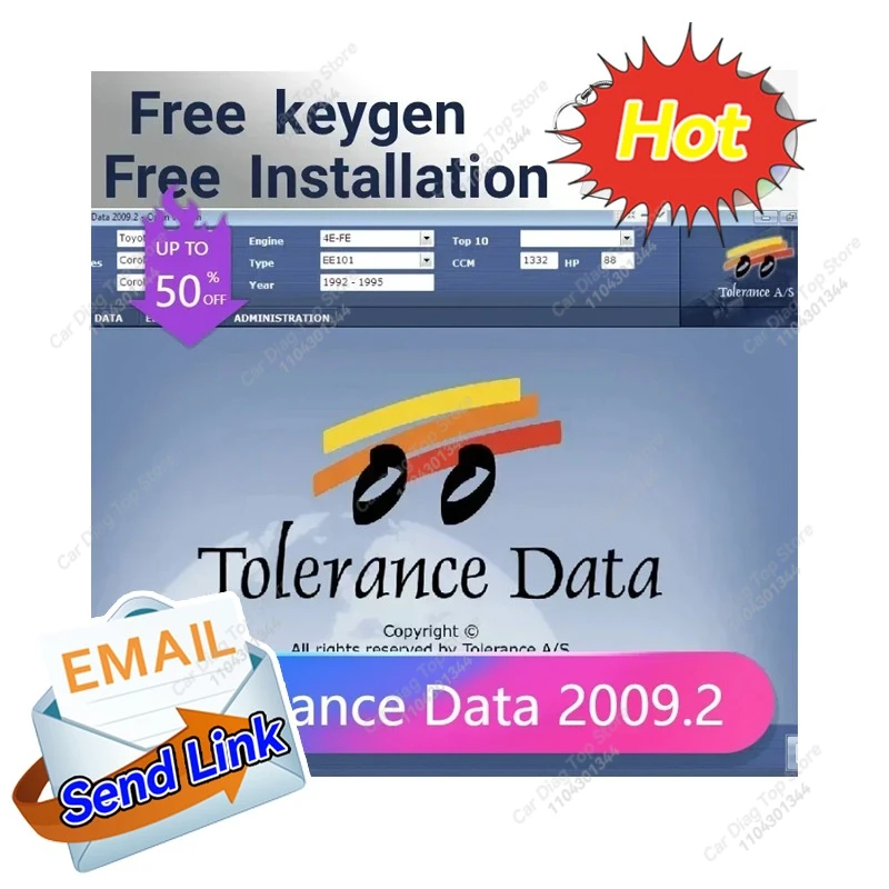 Hot Sell Car Software Tolerance Data 2009.2 Auto Repair Program with Free Keygen Install Video Guide Car Repair Software