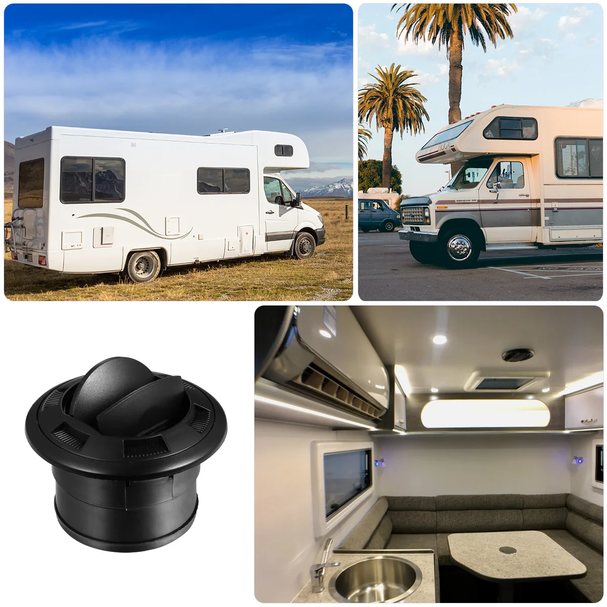 

Black RV Bus Air Conditioning Outlet Vent Cover Fixed Screws Car DIY Repair ABS Durable Interior Strips Accessories